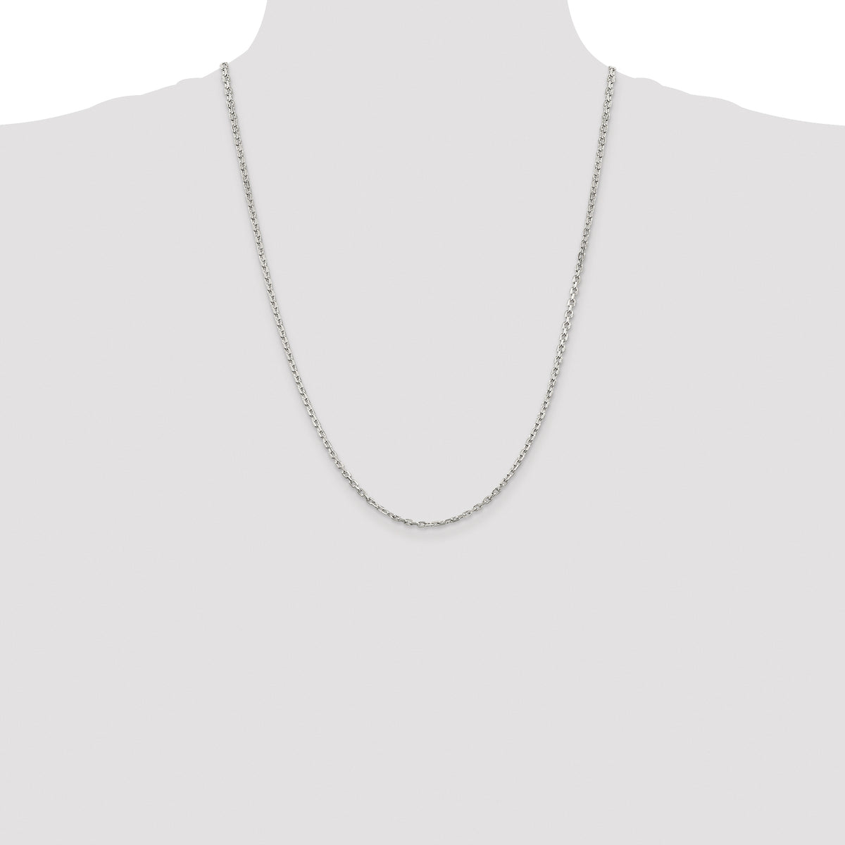 Sterling Silver Rhodium-plated 2.75mm Beveled Oval Cable Chain