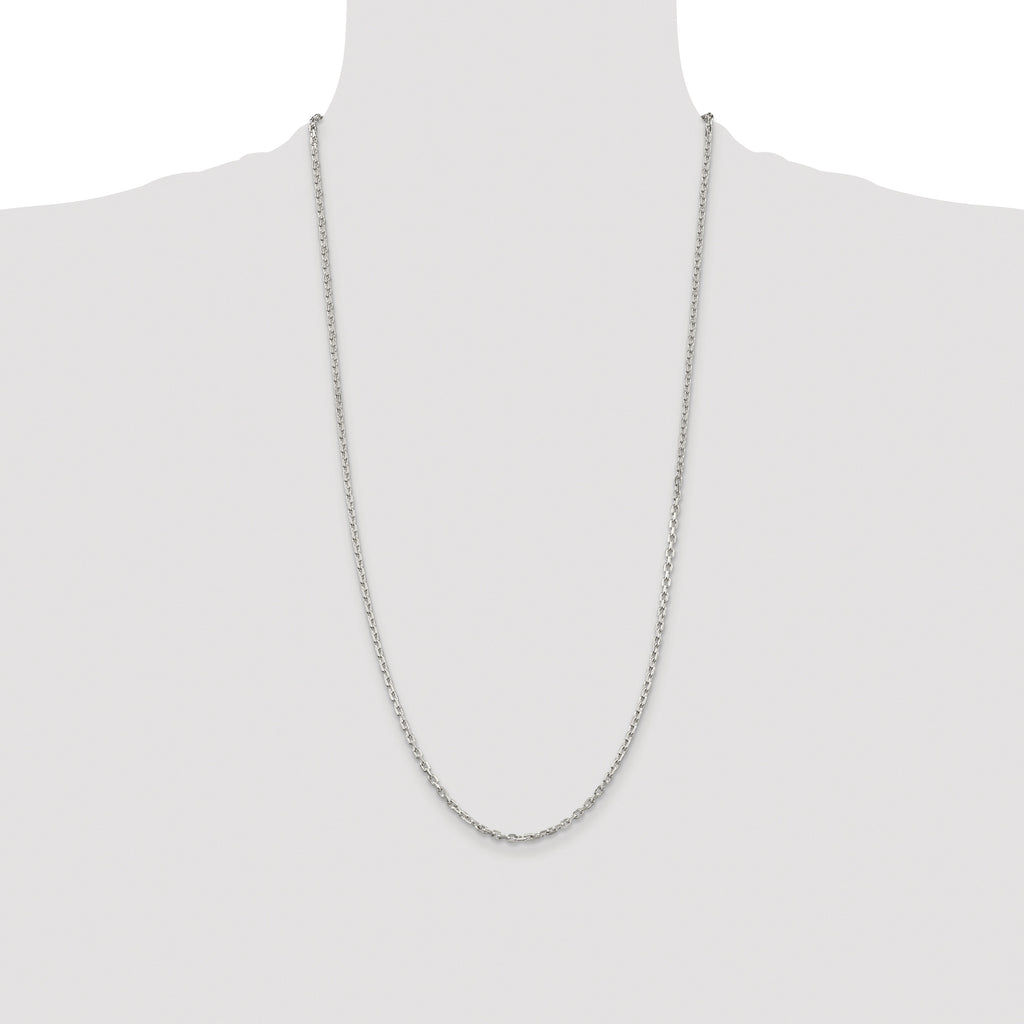 Sterling Silver Rhodium-plated 2.75mm Beveled Oval Cable Chain