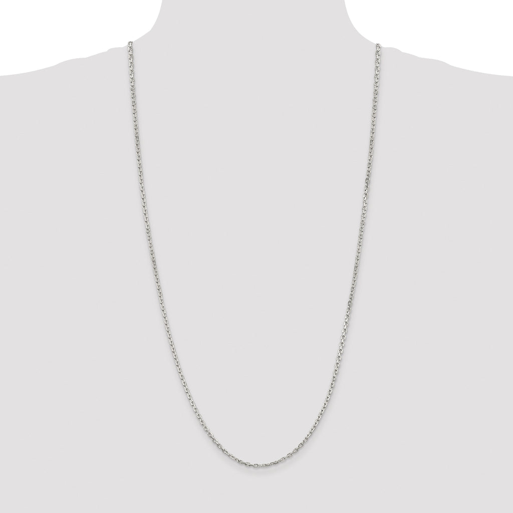 Sterling Silver Rhodium-plated 2.75mm Beveled Oval Cable Chain