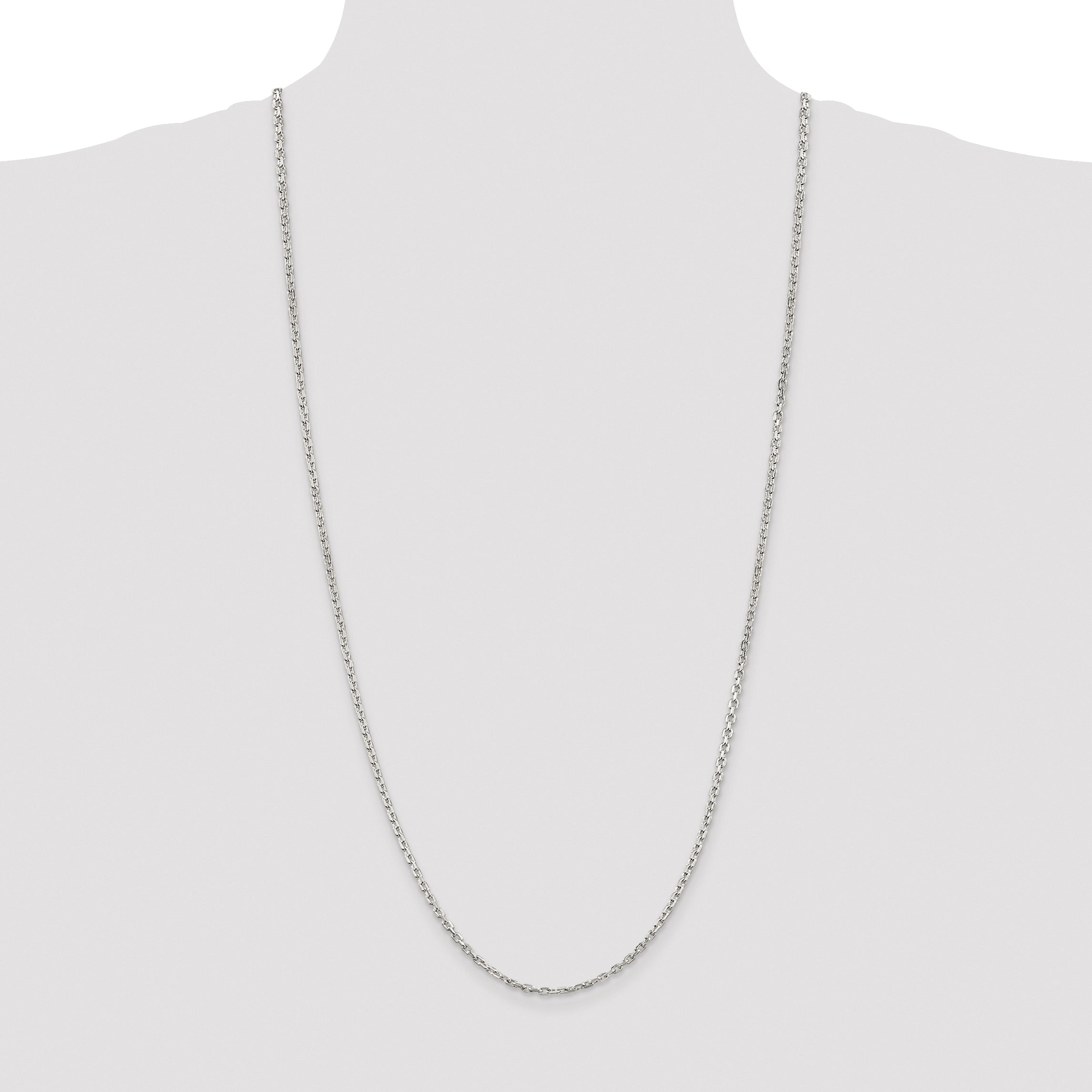 Sterling Silver Rhodium-plated 2.75mm Beveled Oval Cable Chain