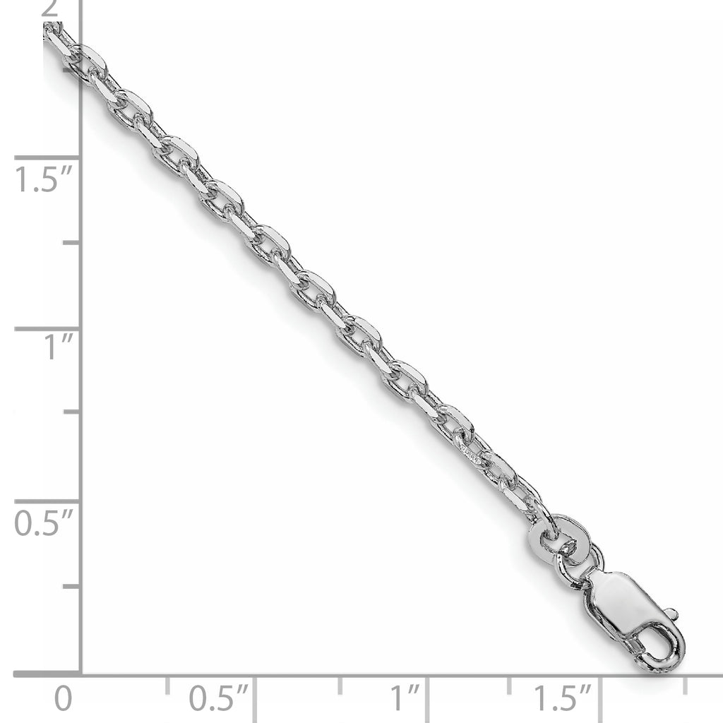 Sterling Silver Rhodium-plated 2.75mm Beveled Oval Cable Chain