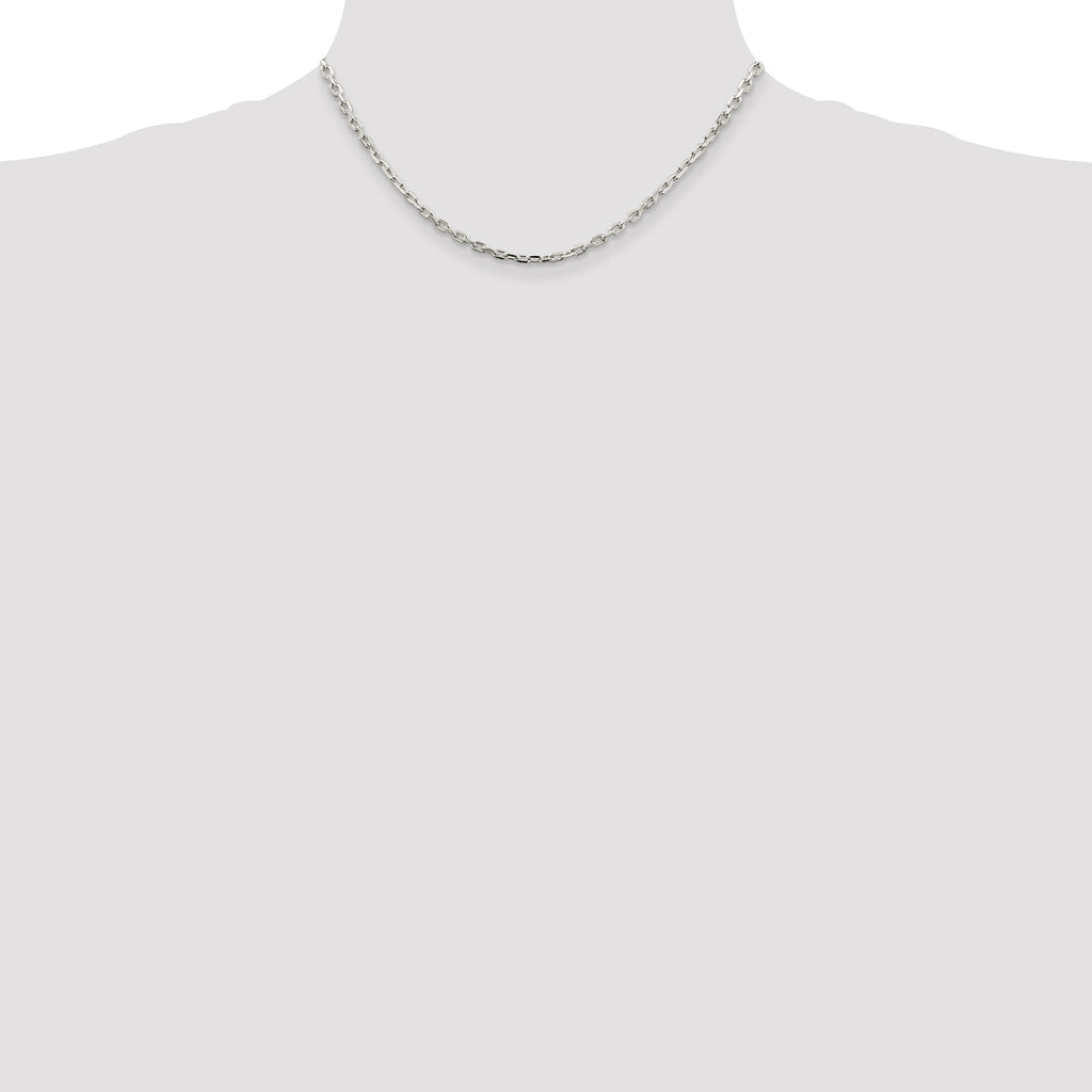 Sterling Silver 3.25mm Beveled Oval Cable Chain