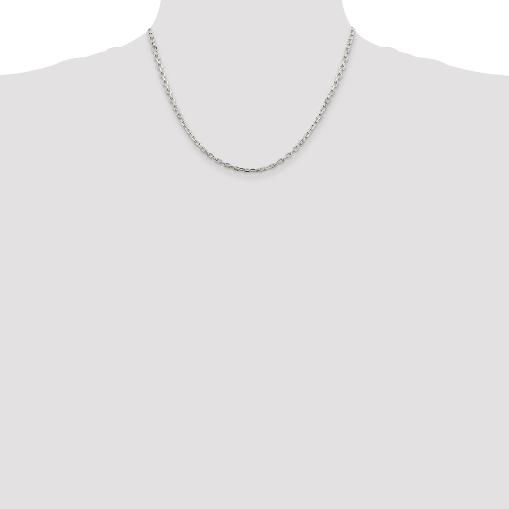 Sterling Silver 3.25mm Beveled Oval Cable Chain
