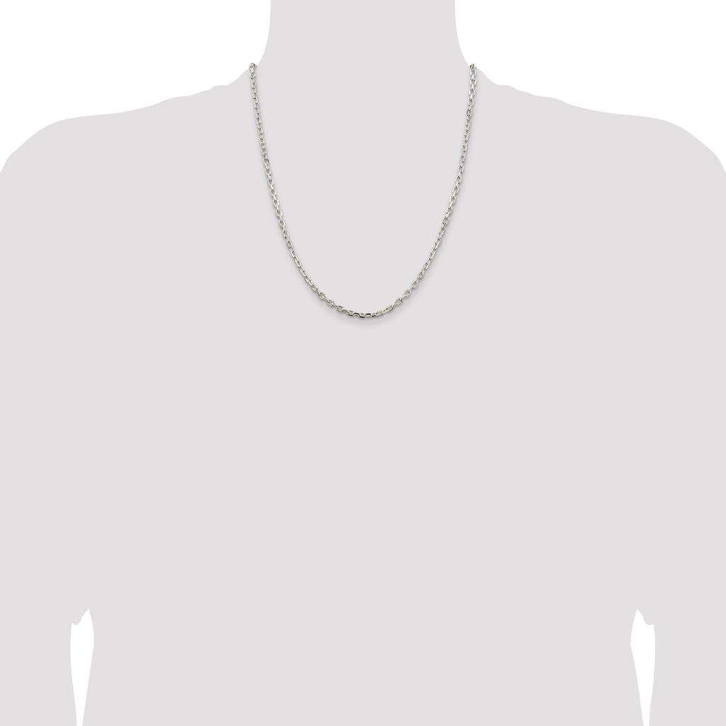 Sterling Silver 3.25mm Beveled Oval Cable Chain