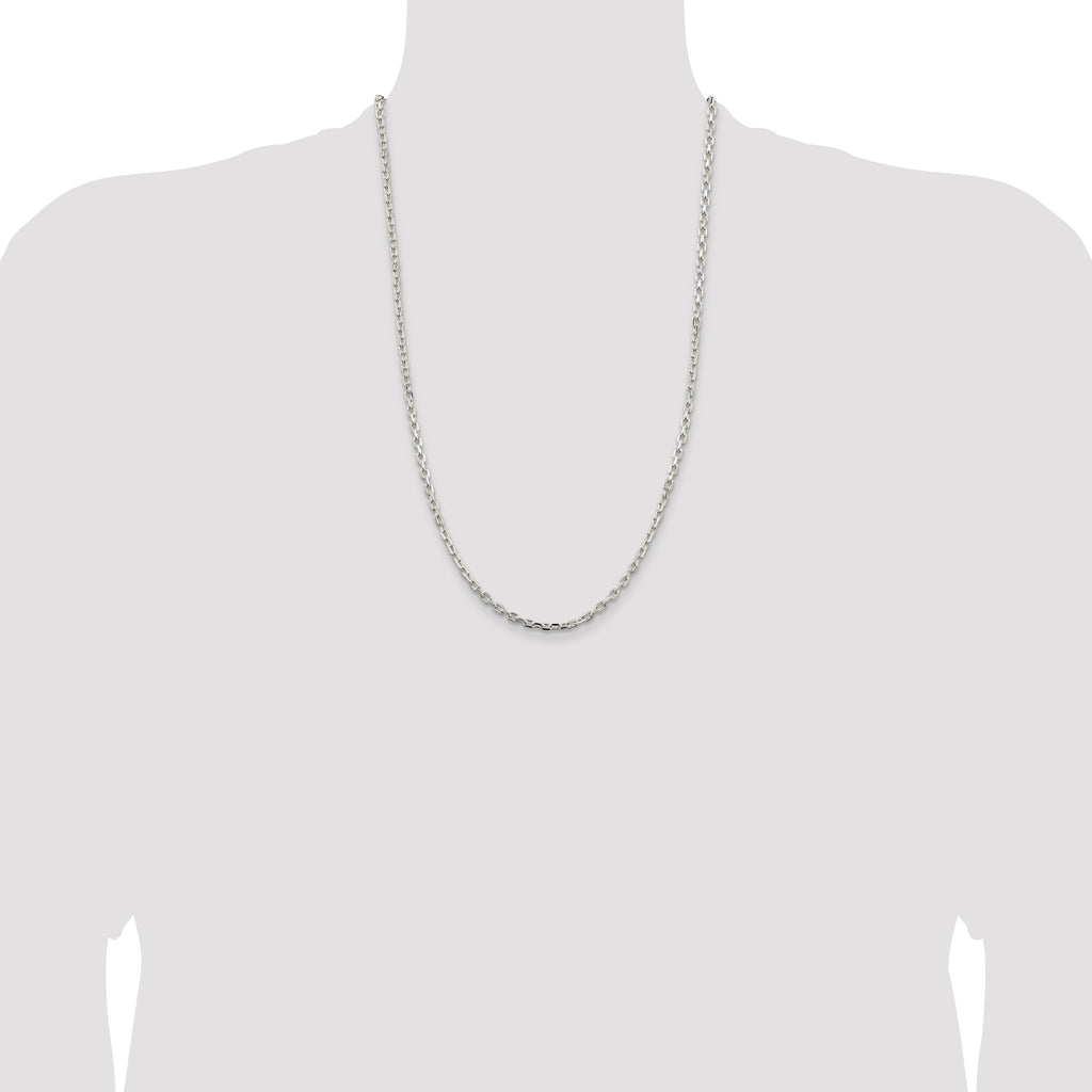 Sterling Silver 3.25mm Beveled Oval Cable Chain