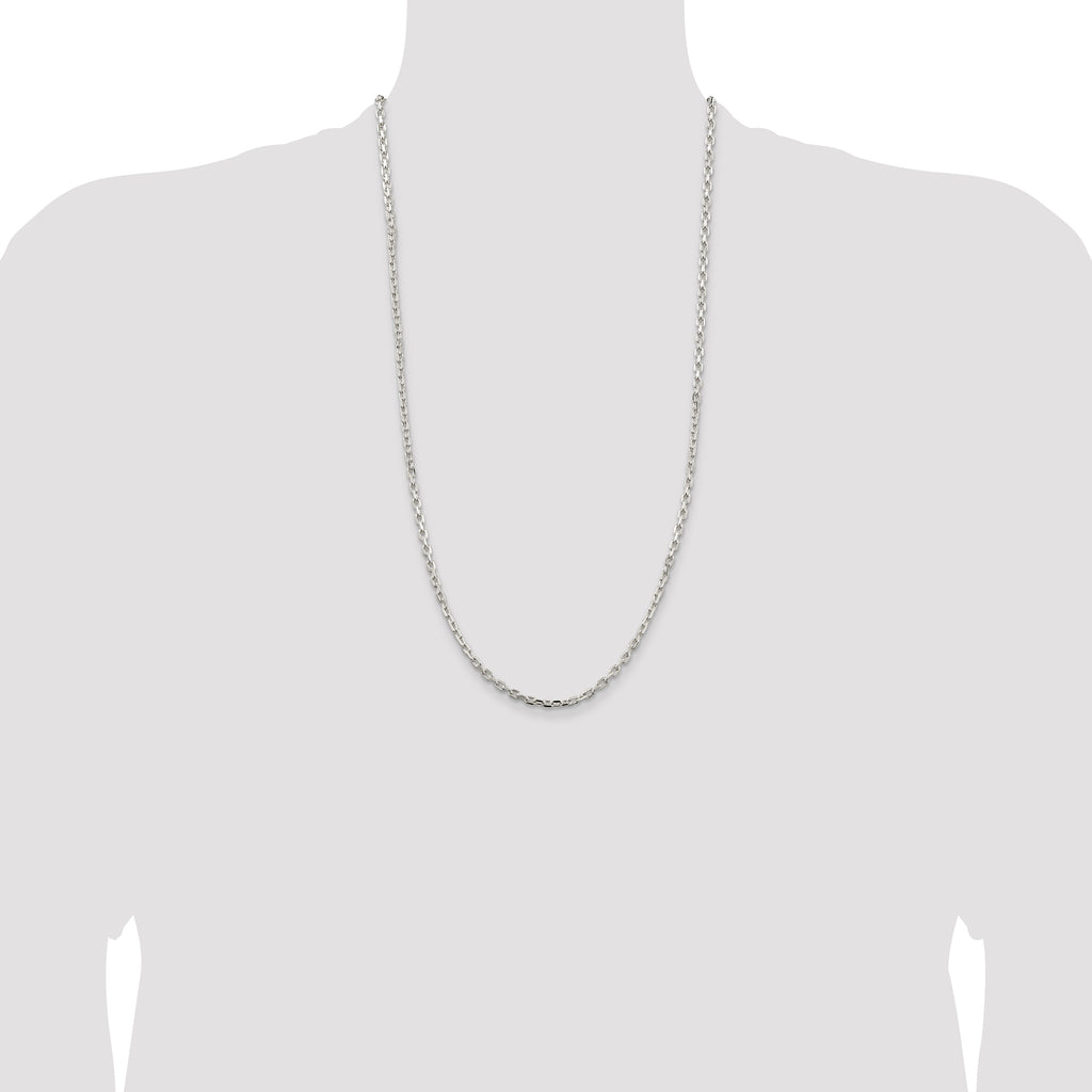 Sterling Silver 3.25mm Beveled Oval Cable Chain