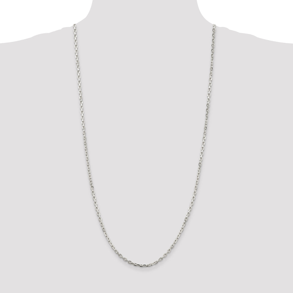 Sterling Silver 3.25mm Beveled Oval Cable Chain