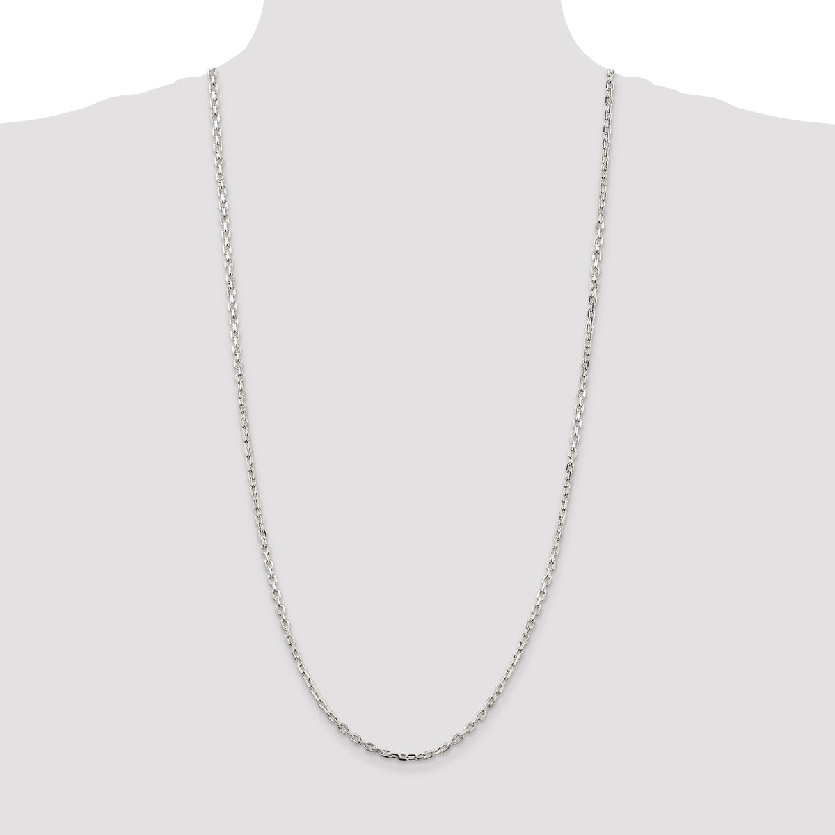 Sterling Silver 3.25mm Beveled Oval Cable Chain