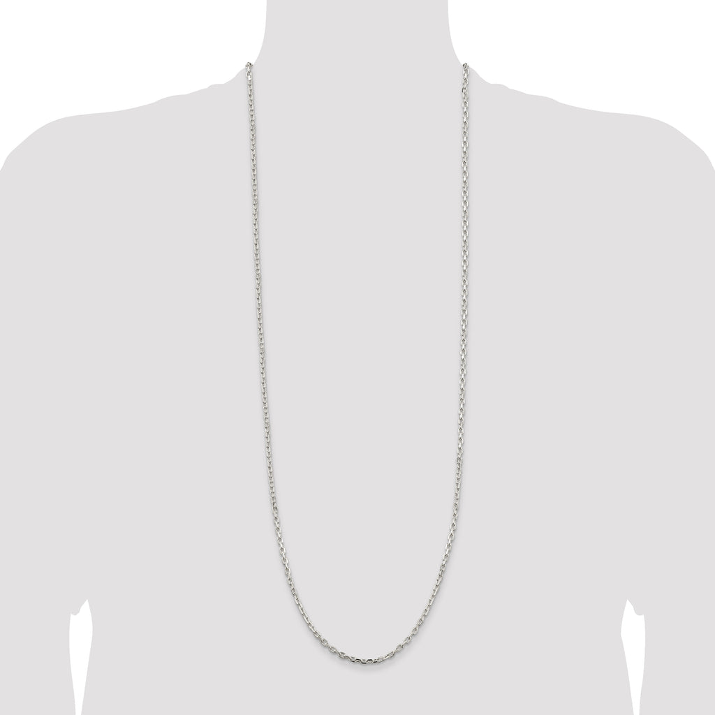 Sterling Silver 3.25mm Beveled Oval Cable Chain