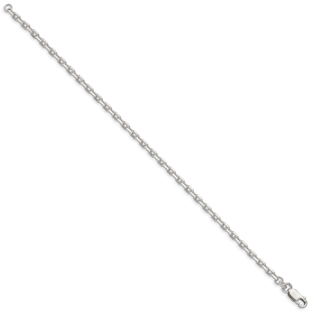 Sterling Silver 3.25mm Beveled Oval Cable Chain