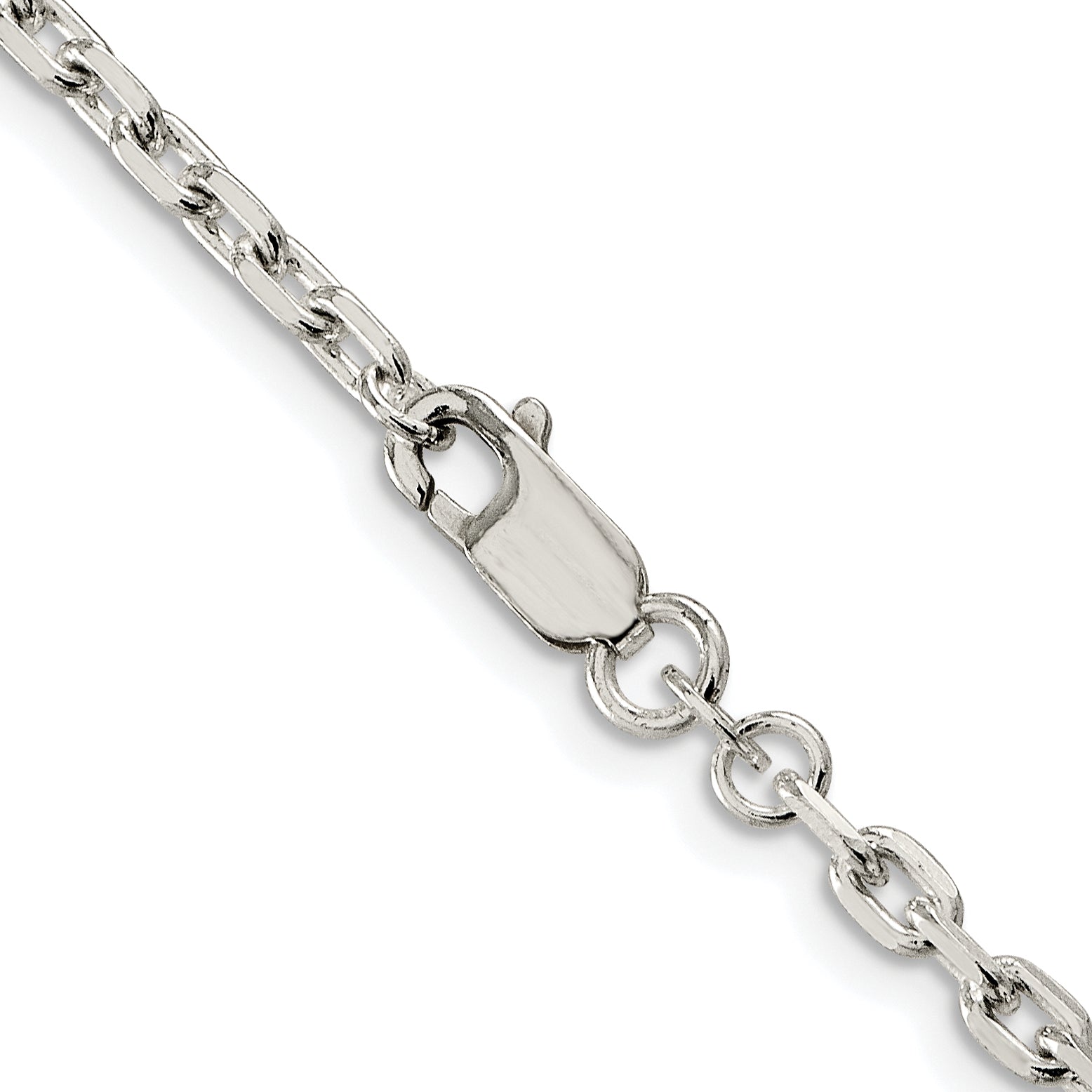 Sterling Silver Rhodium-plated 3.25mm Beveled Oval Cable Chain