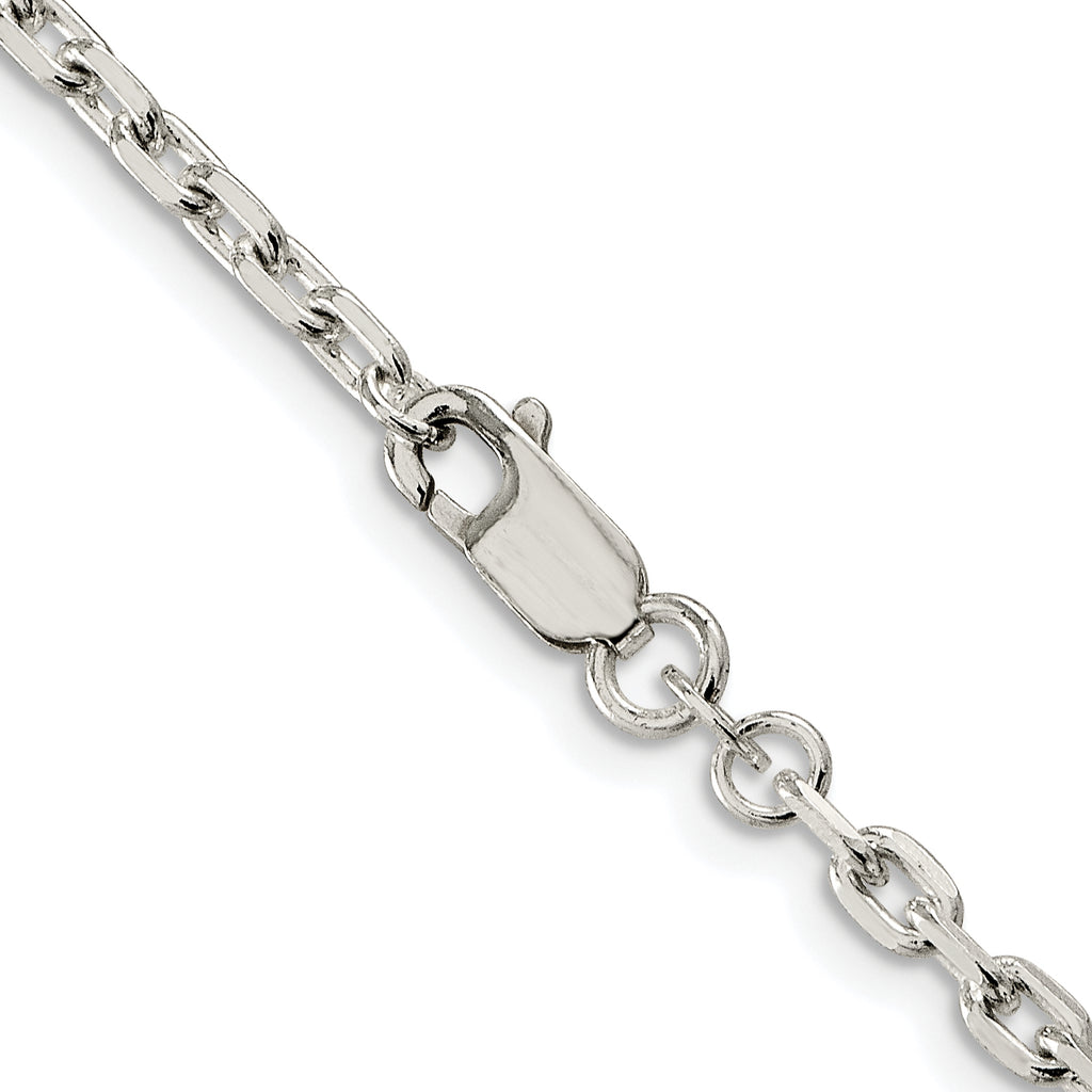 Sterling Silver Rhodium-plated 3.25mm Beveled Oval Cable Chain