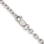 Sterling Silver Rhodium-plated 3.25mm Beveled Oval Cable Chain