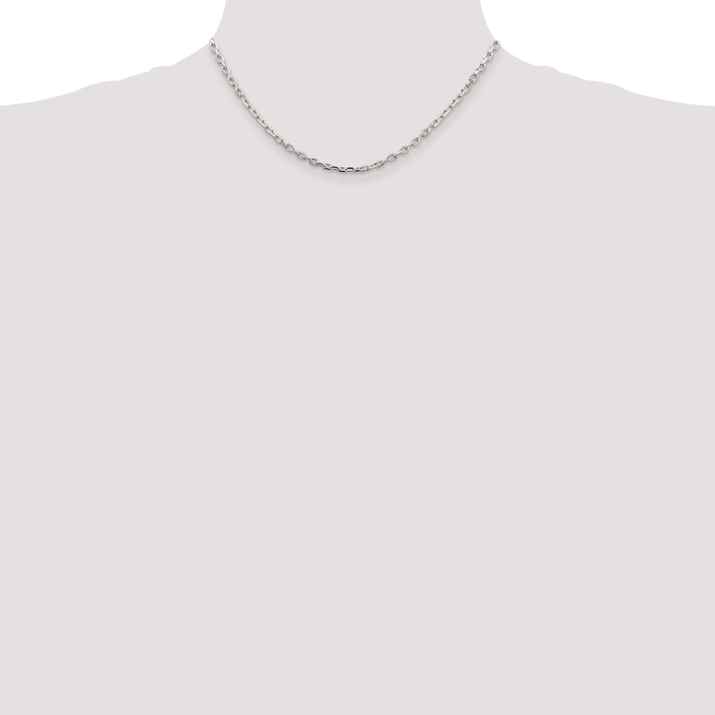 Sterling Silver Rhodium-plated 3.25mm Beveled Oval Cable Chain