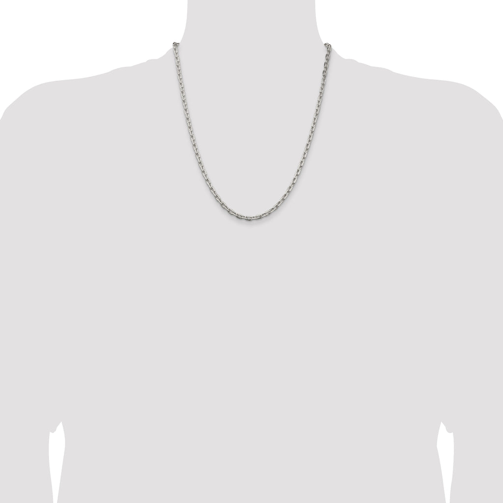 Sterling Silver 3.95mm Beveled Oval Cable Chain