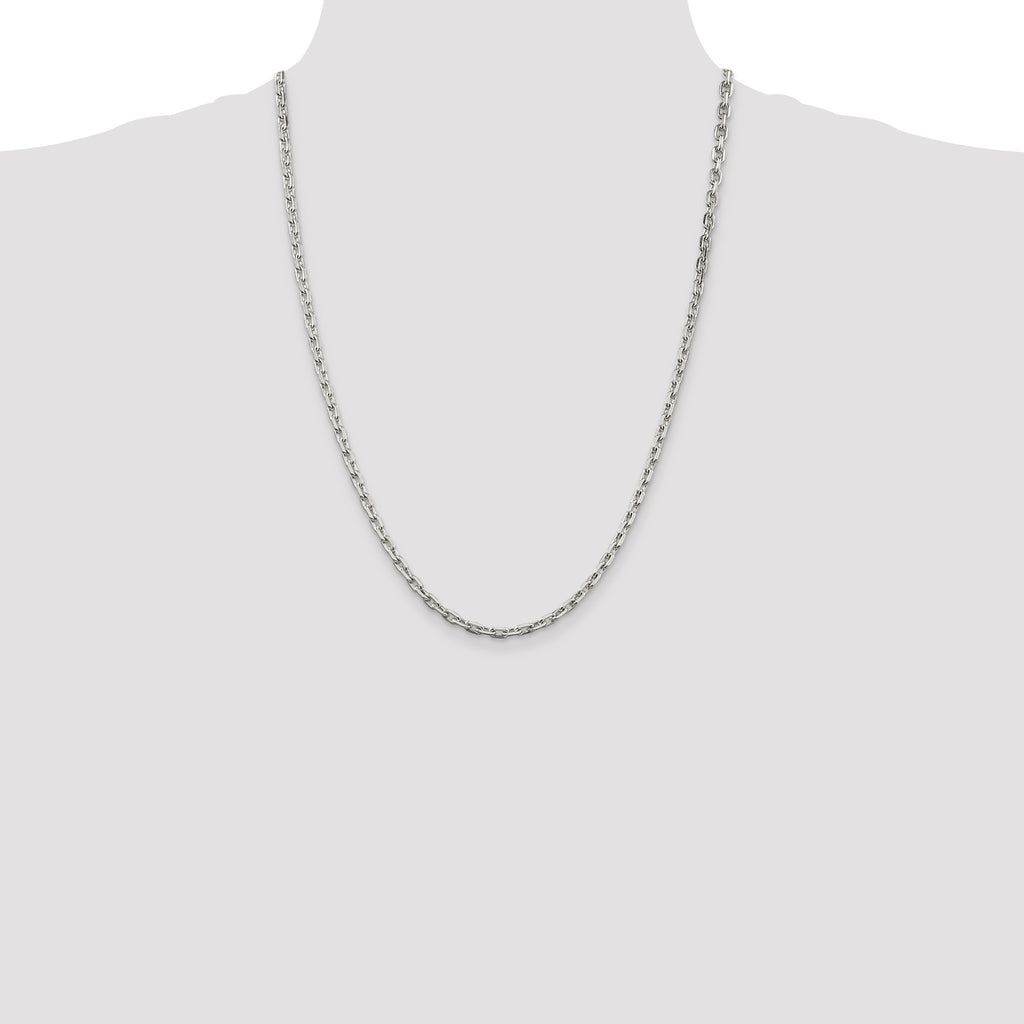Sterling Silver 3.95mm Beveled Oval Cable Chain