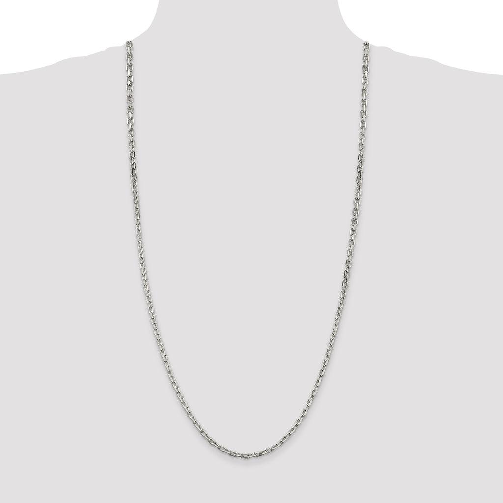 Sterling Silver 3.95mm Beveled Oval Cable Chain