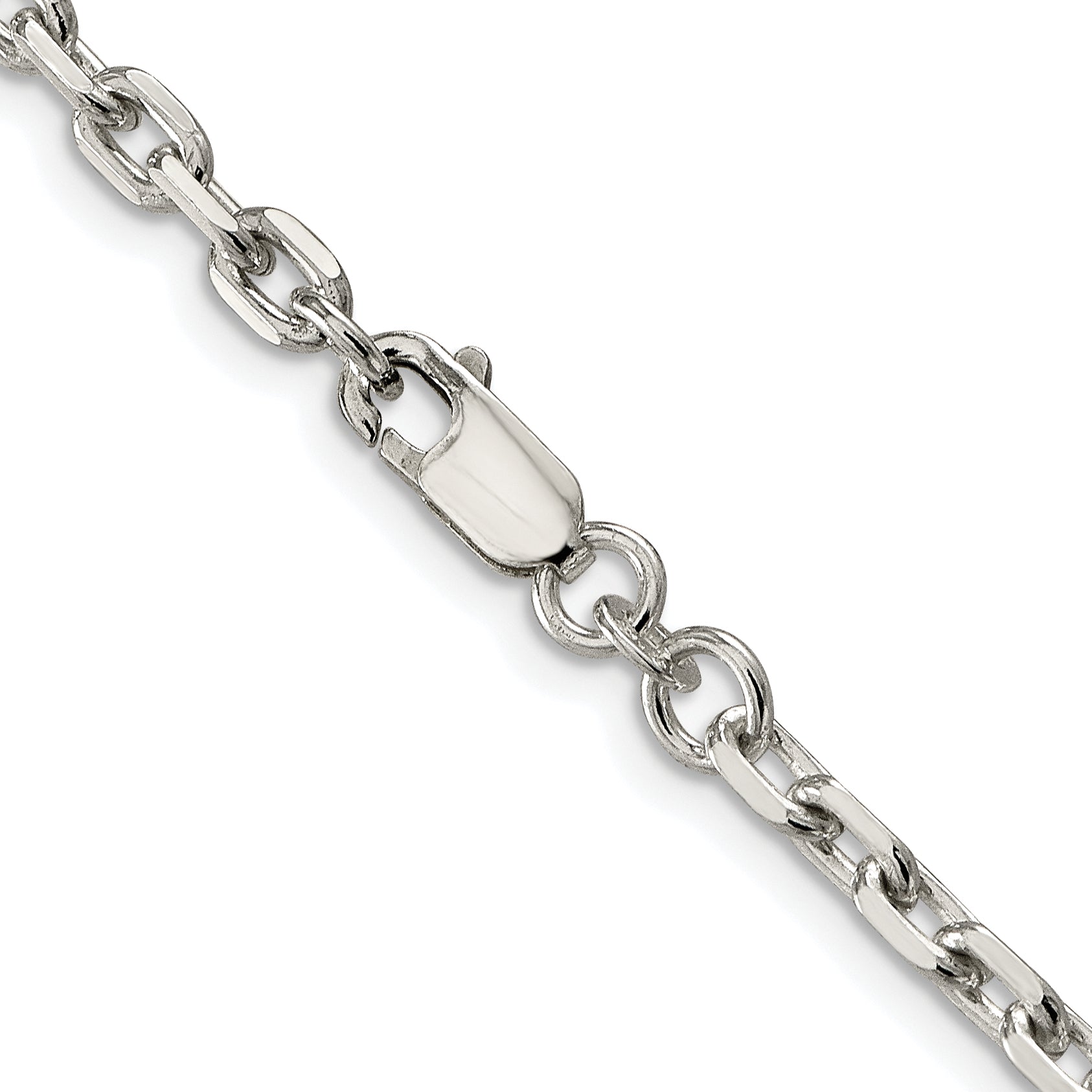 Sterling Silver Rhodium-plated 3.95mm Beveled Oval Cable Chain