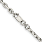 Sterling Silver Rhodium-plated 3.95mm Beveled Oval Cable Chain