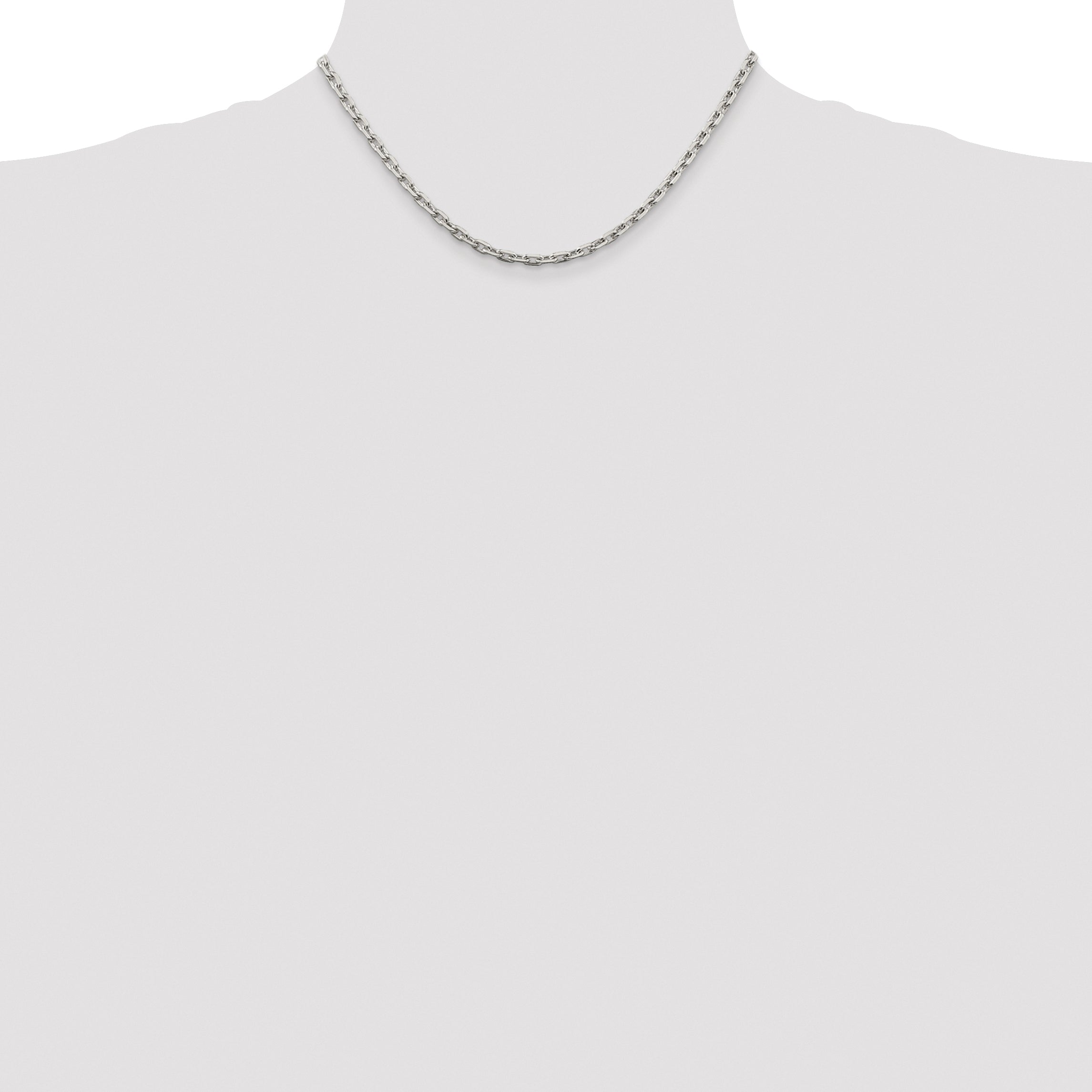 Sterling Silver Rhodium-plated 3.95mm Beveled Oval Cable Chain
