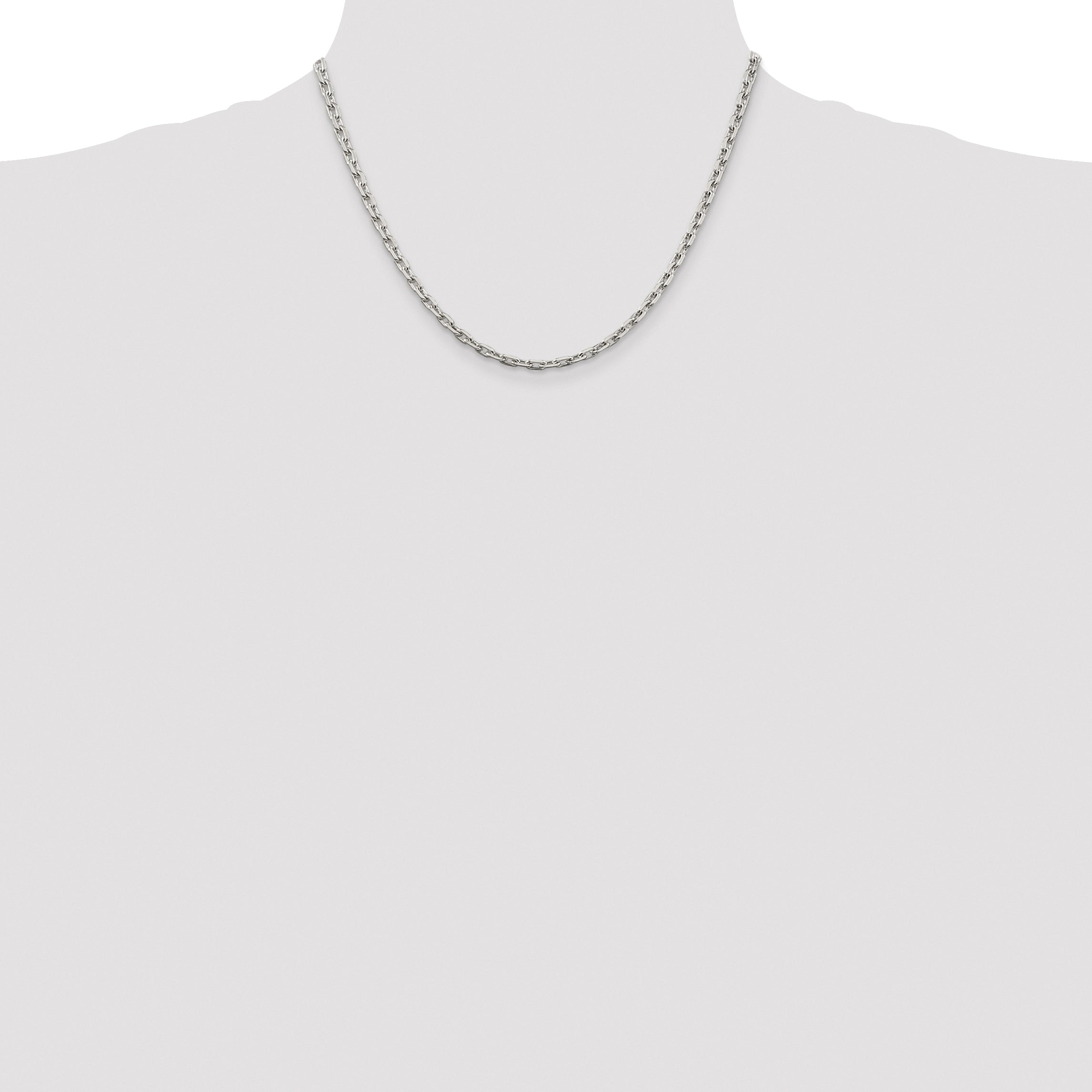 Sterling Silver Rhodium-plated 3.95mm Beveled Oval Cable Chain