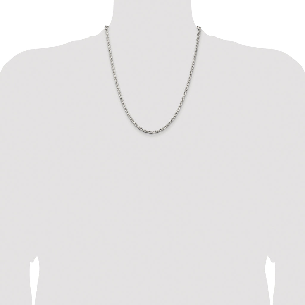 Sterling Silver Rhodium-plated 3.95mm Beveled Oval Cable Chain