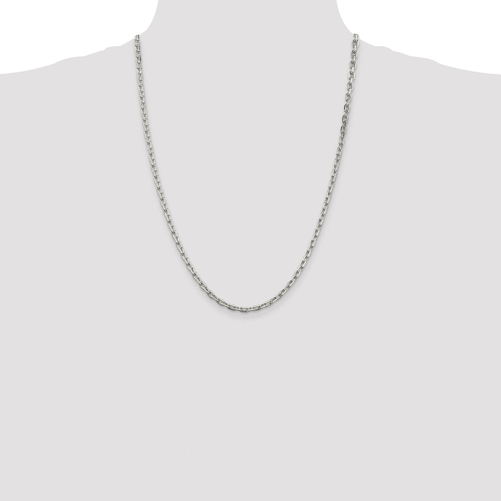 Sterling Silver Rhodium-plated 3.95mm Beveled Oval Cable Chain