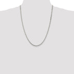 Sterling Silver Rhodium-plated 3.95mm Beveled Oval Cable Chain