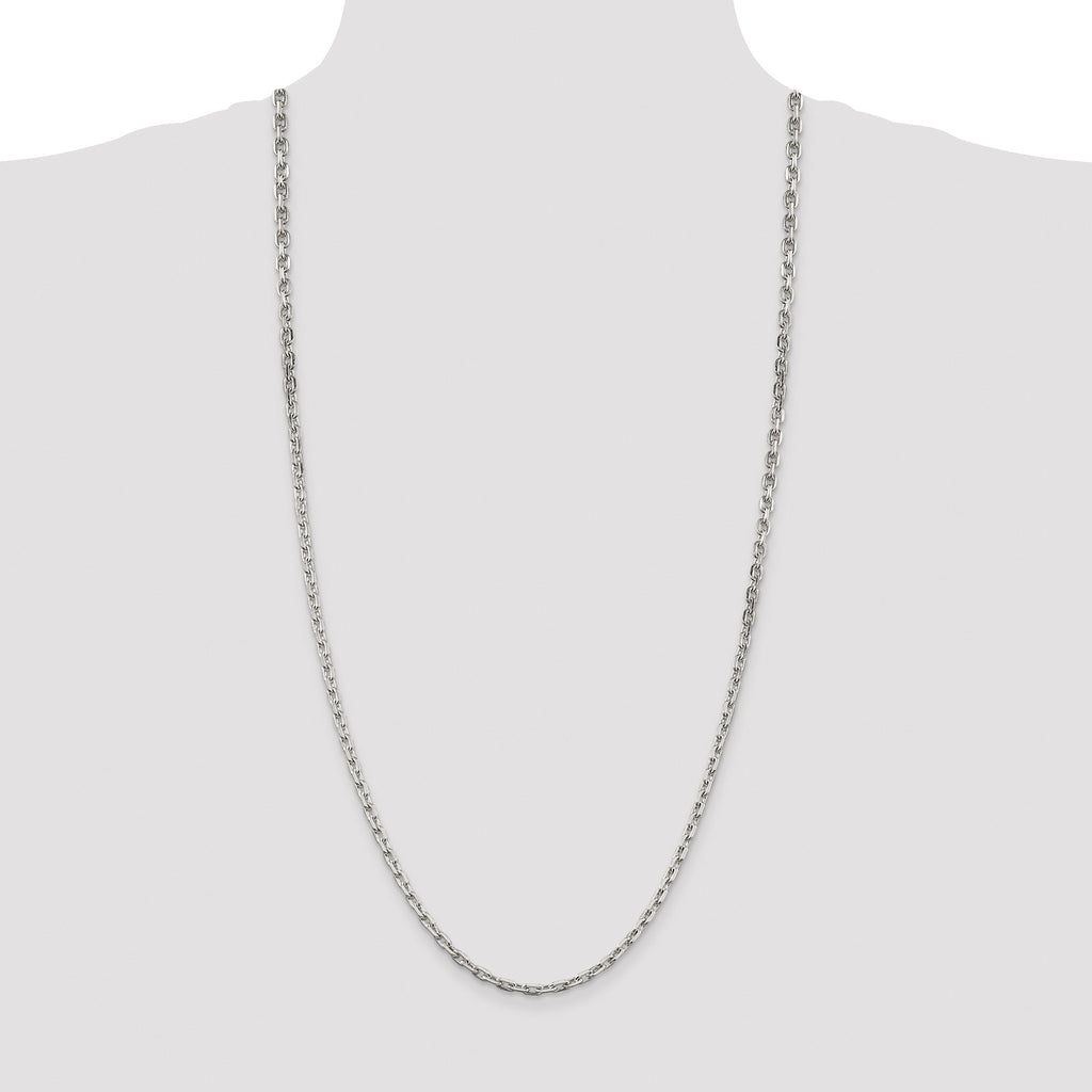 Sterling Silver Rhodium-plated 3.95mm Beveled Oval Cable Chain