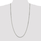 Sterling Silver Rhodium-plated 3.95mm Beveled Oval Cable Chain