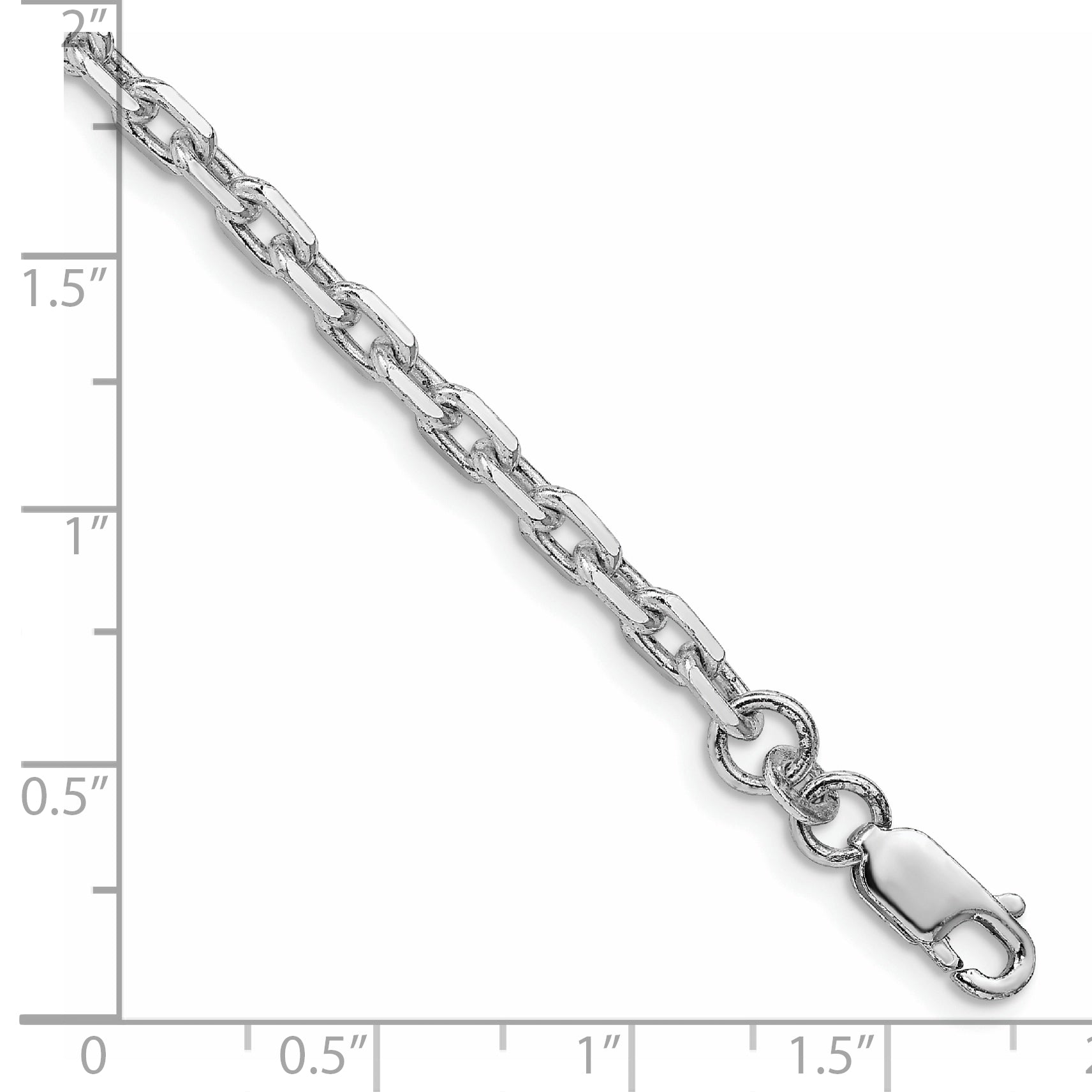 Sterling Silver Rhodium-plated 3.95mm Beveled Oval Cable Chain