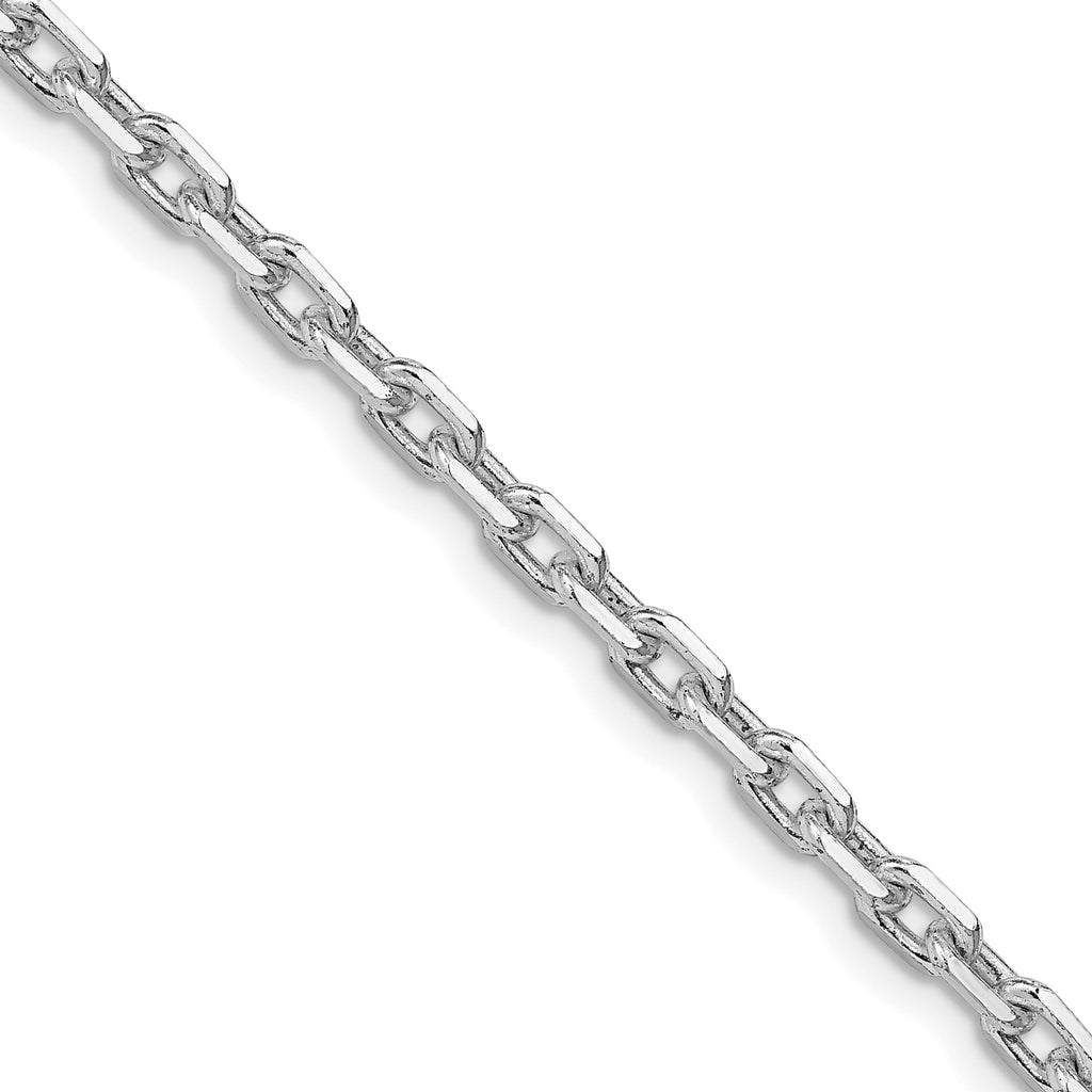 Sterling Silver Rhodium-plated 3.95mm Beveled Oval Cable Chain
