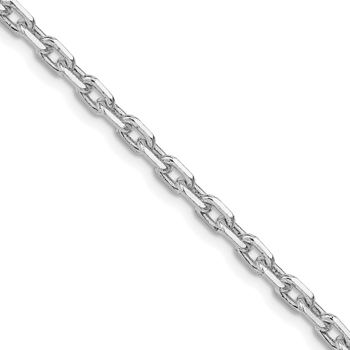 Sterling Silver Rhodium-plated 3.95mm Beveled Oval Cable Chain