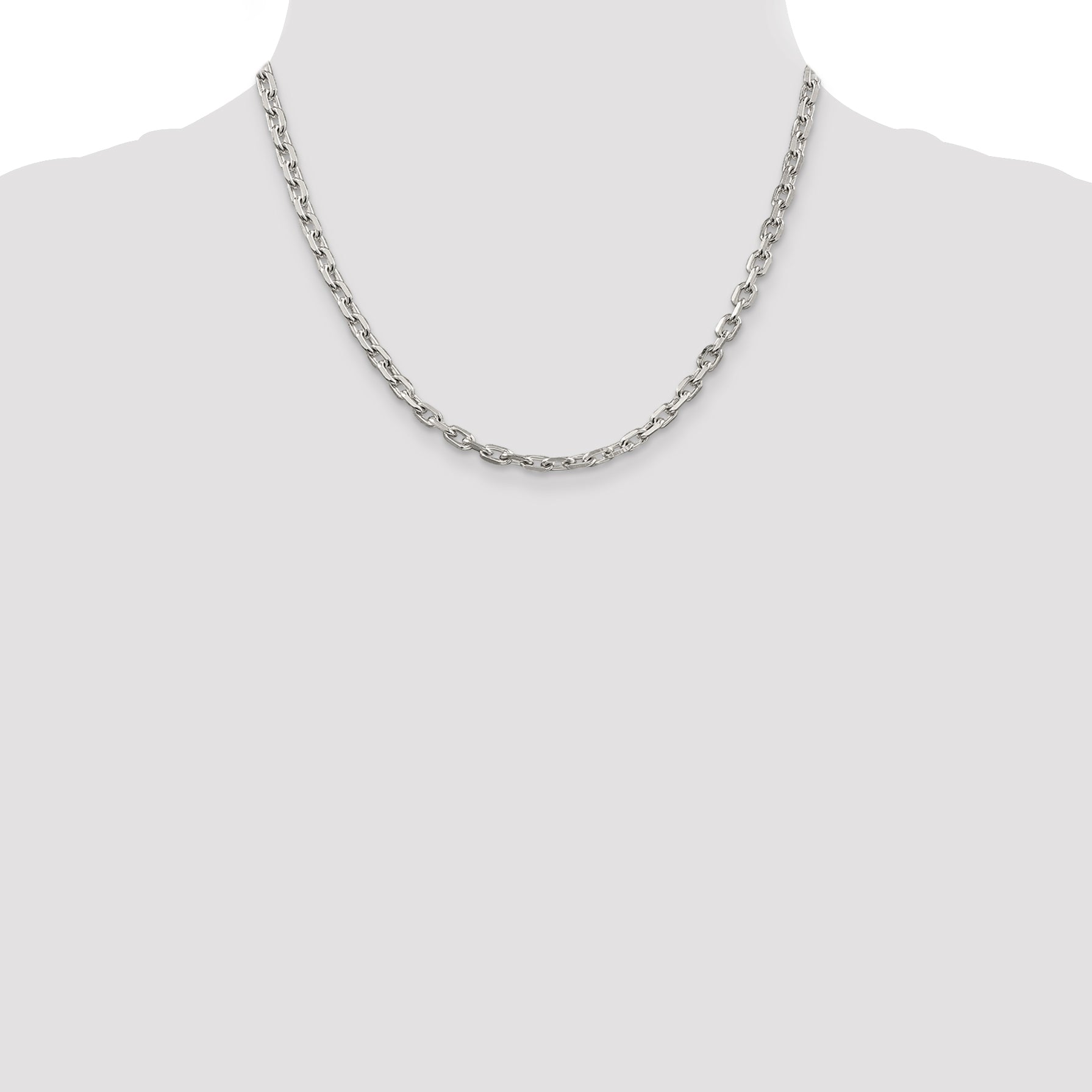 Sterling Silver 4.9mm Beveled Oval Cable Chain