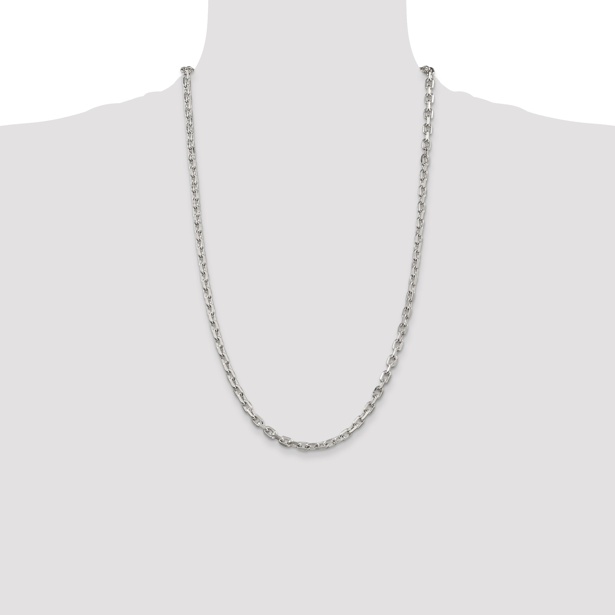 Sterling Silver 4.9mm Beveled Oval Cable Chain