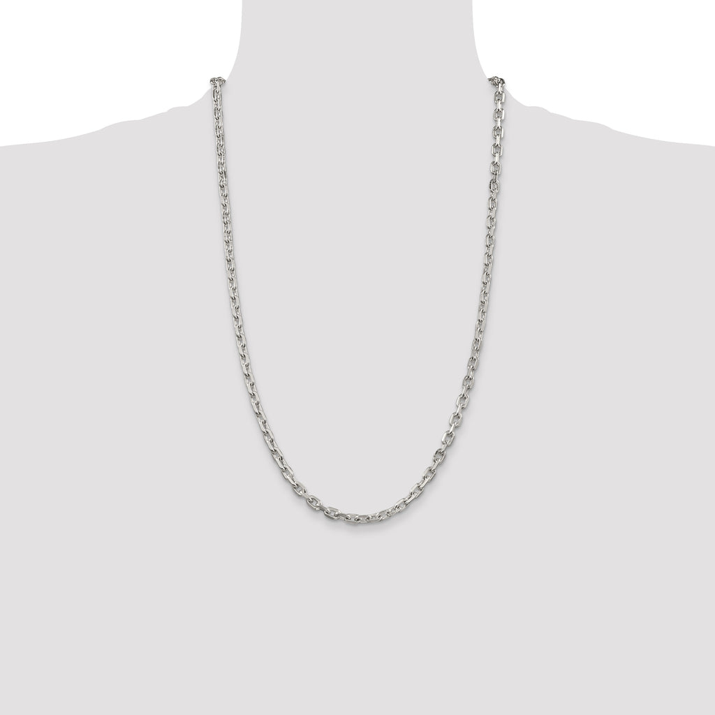 Sterling Silver 4.9mm Beveled Oval Cable Chain