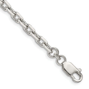 Sterling Silver 4.9mm Beveled Oval Cable Chain
