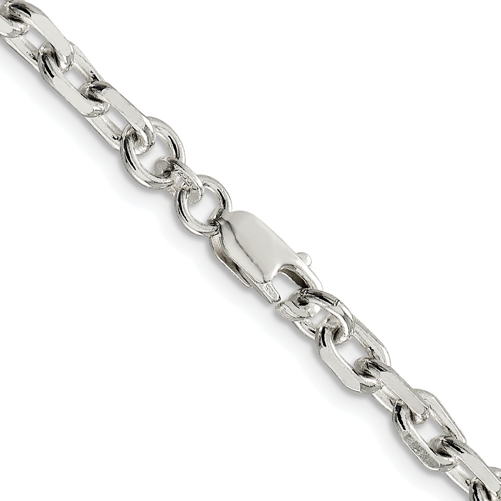 Sterling Silver Rhodium-plated 4.9mm Beveled Oval Cable Chain