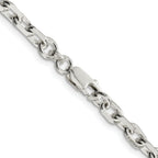 Sterling Silver Rhodium-plated 4.9mm Beveled Oval Cable Chain