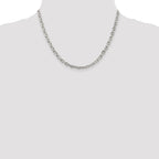 Sterling Silver Rhodium-plated 4.9mm Beveled Oval Cable Chain