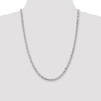 Sterling Silver Rhodium-plated 4.9mm Beveled Oval Cable Chain