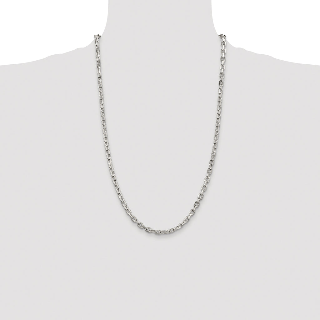 Sterling Silver Rhodium-plated 4.9mm Beveled Oval Cable Chain