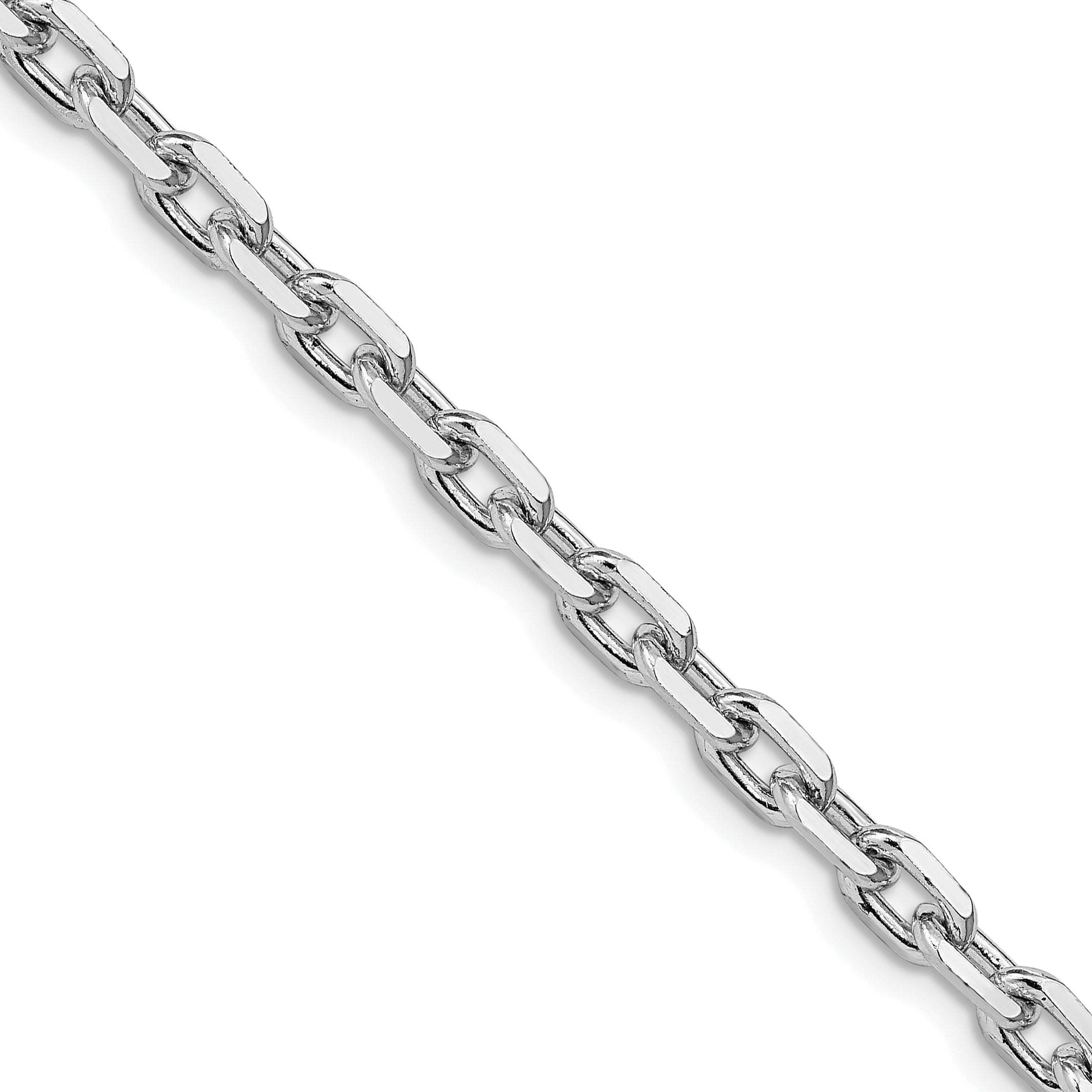 Sterling Silver Rhodium-plated 4.9mm Beveled Oval Cable Chain