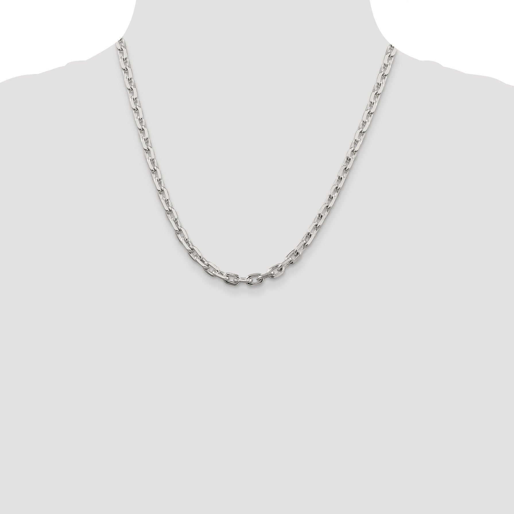 Sterling Silver 5.4mm Beveled Oval Cable Chain