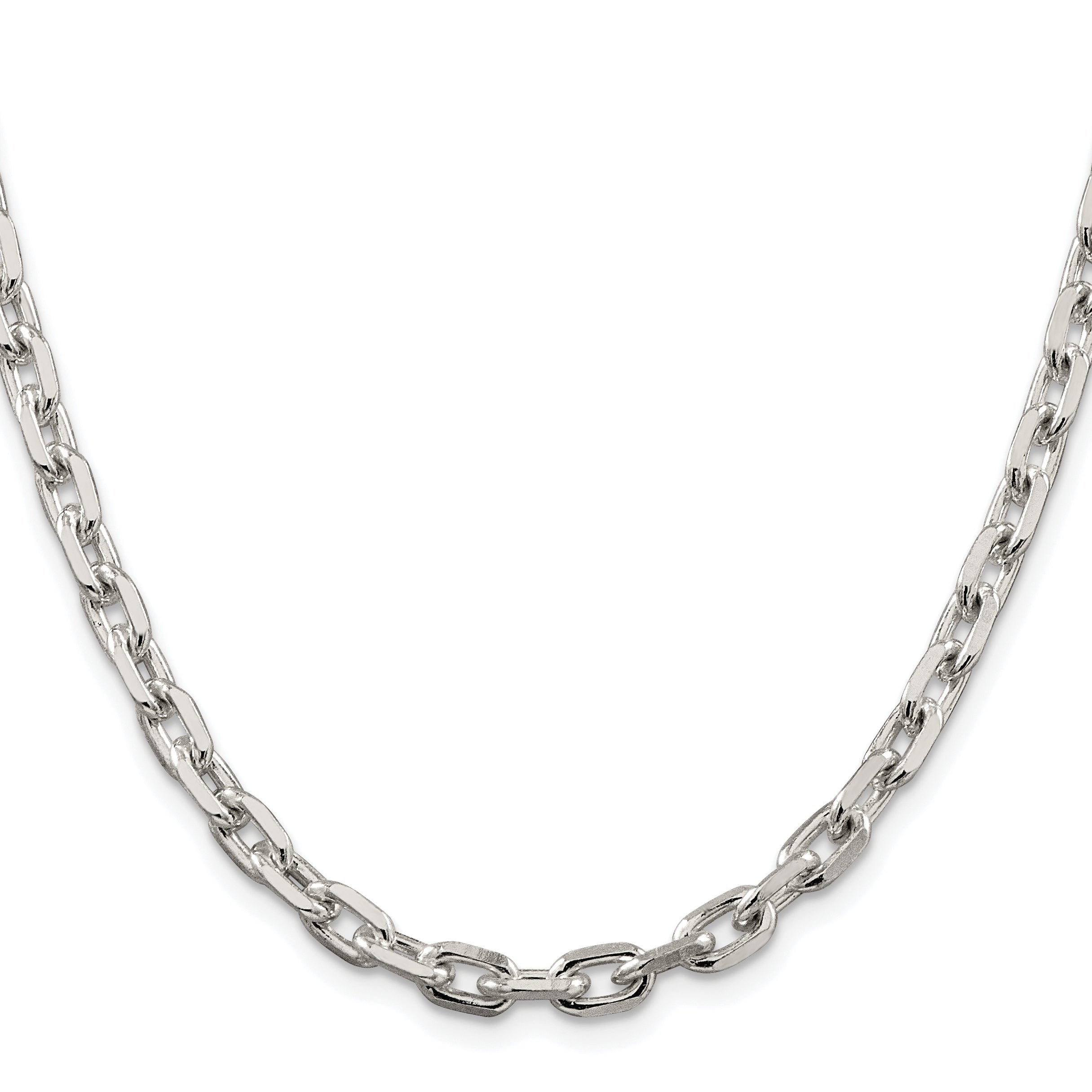 Sterling Silver Rhodium-plated 5.4mm Beveled Oval Cable Chain