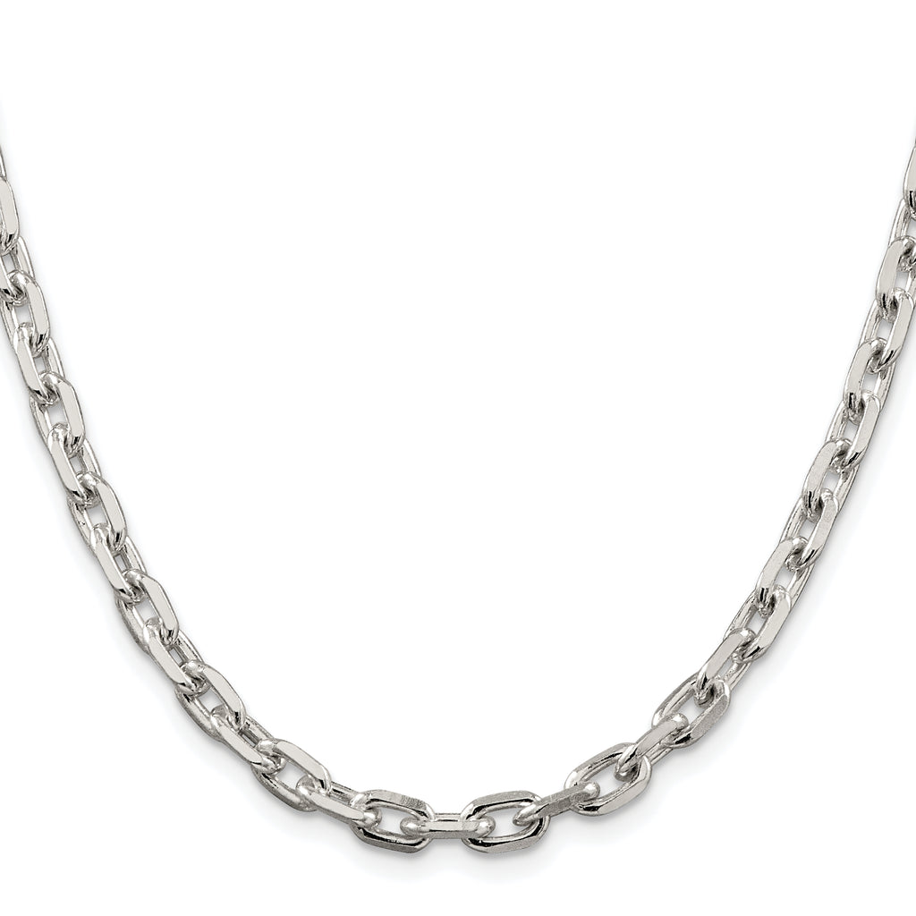 Sterling Silver Rhodium-plated 5.4mm Beveled Oval Cable Chain
