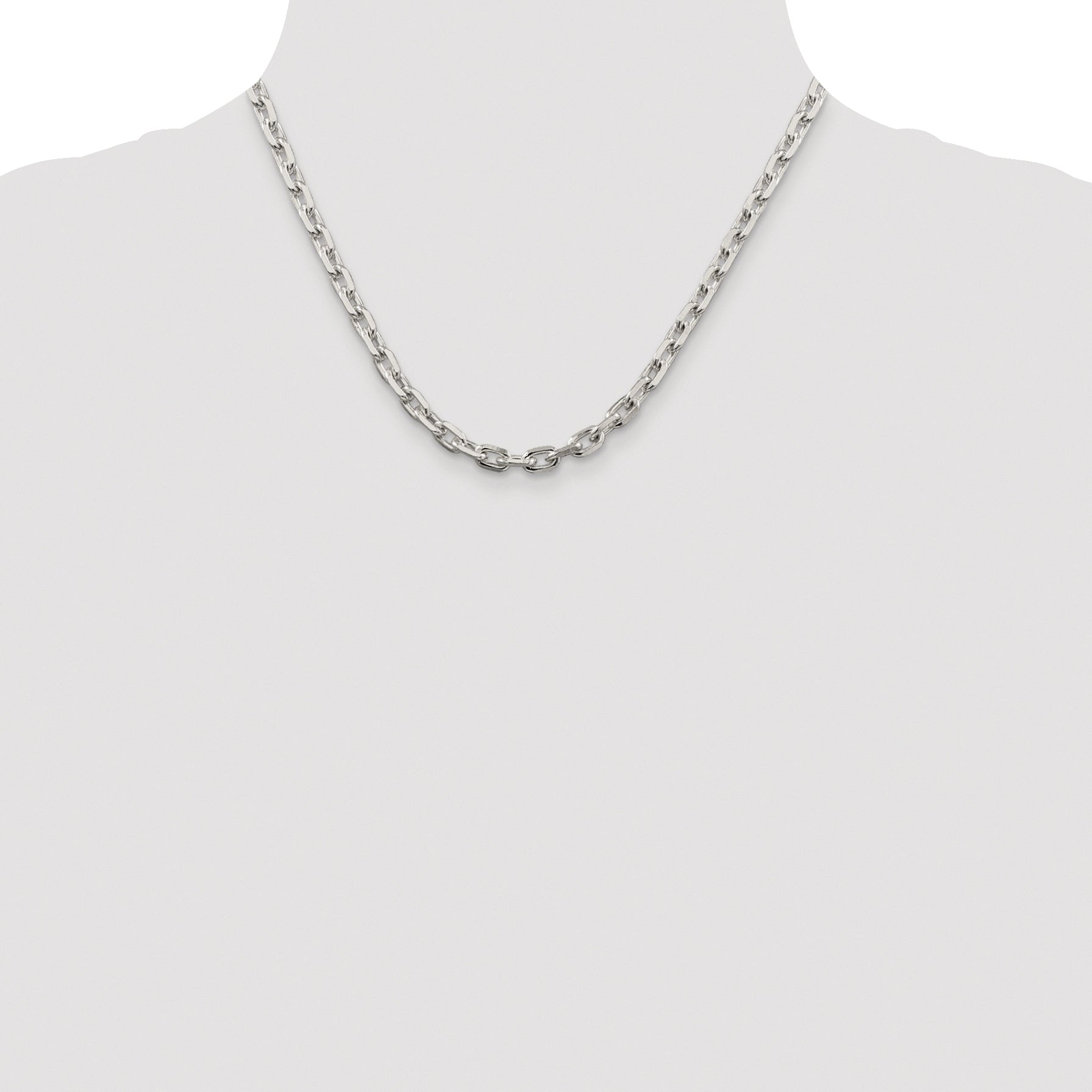 Sterling Silver Rhodium-plated 5.4mm Beveled Oval Cable Chain