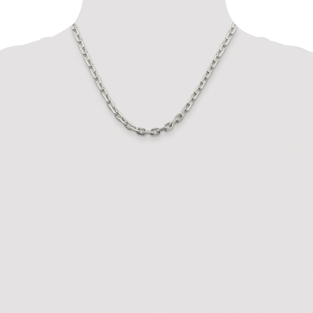 Sterling Silver Rhodium-plated 5.4mm Beveled Oval Cable Chain