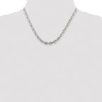 Sterling Silver Rhodium-plated 5.4mm Beveled Oval Cable Chain