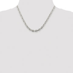 Sterling Silver Rhodium-plated 5.4mm Beveled Oval Cable Chain